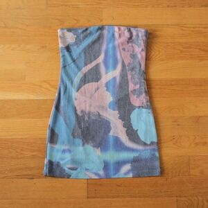 With Jean Frankie Tube Dress Womens Abstract Floral Strapless Bodycon M Summer